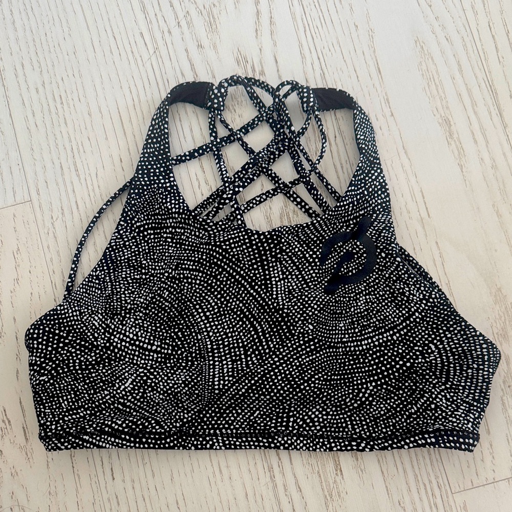 Lululemon Free To Be Wild High Neck Bra Black/White Peloton Size 8